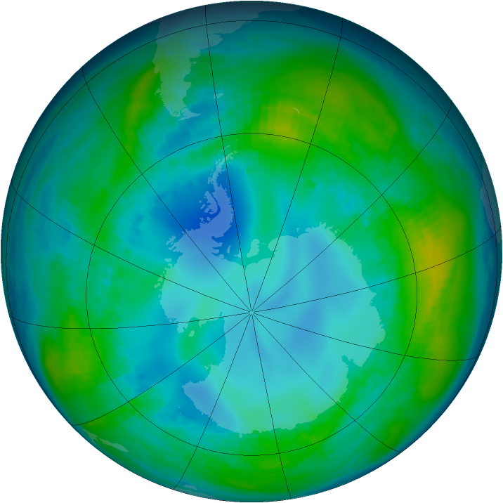 Antarctic ozone map for 09 May 1990